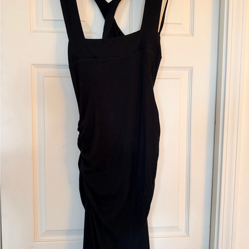 Classic Black Women's Cross-Back Dress